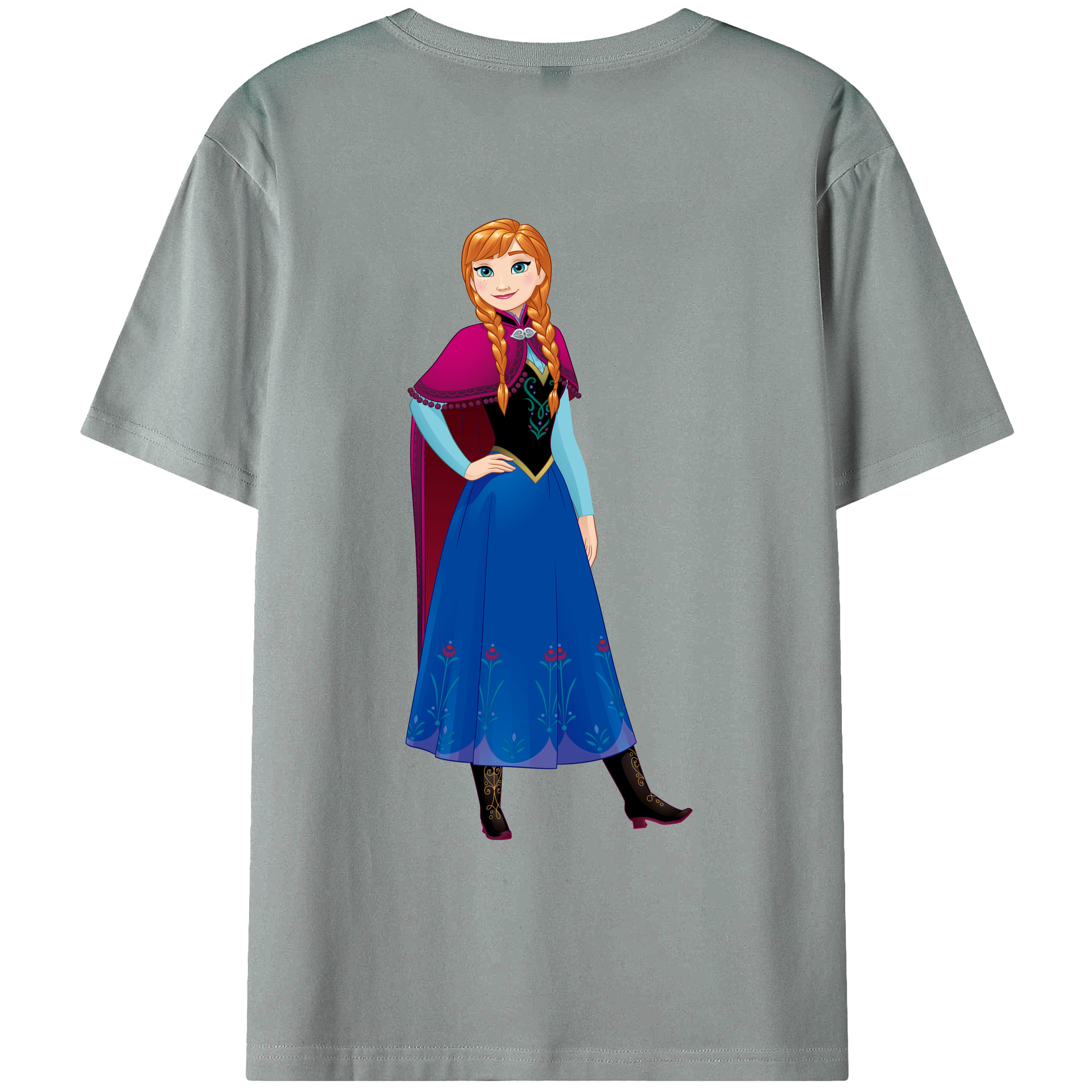 （画像用） アナと雪の女王 アンナ エルサ Frozen Anna Elsa 綿100％ メンズ半袖Tシャツ（バックプリント） 通気性